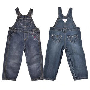 Oshkosh B'Kosh Denim Overalls Heart Shape Pockets Blue Size 12M